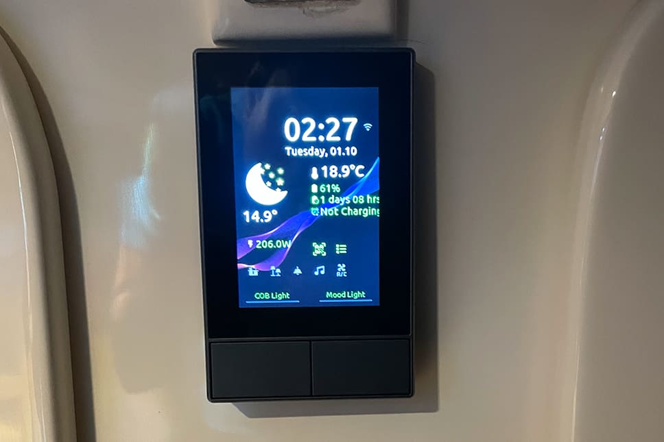 Luxury caravan with touch display to control smart controls